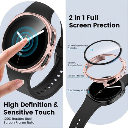 For Samsung Galaxy Watch 8 Case Cover With Glass Screen Protector 44mm Pink