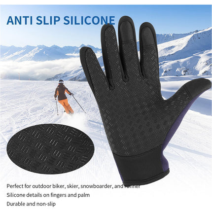 Purple Waterproof Winter Cycling Gloves Full Finger Touchscreen Bike Gloves