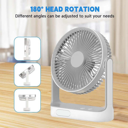 Solar Powered Cooling Fan Cooler Rechargeable Camping Fan with 2 Lights Bulbs