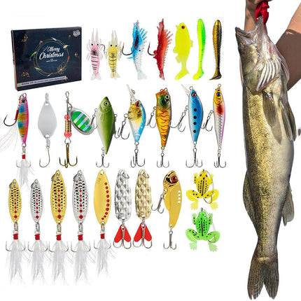 2026 Fishing Advent Calendar 24 Day Christmas Countdown Fishing Lures Tackle Set