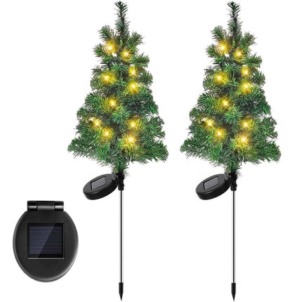 2Pcs Solar Christmas Tree Stake Light waterproof Outdoor Garden Xmas Lamp Decor