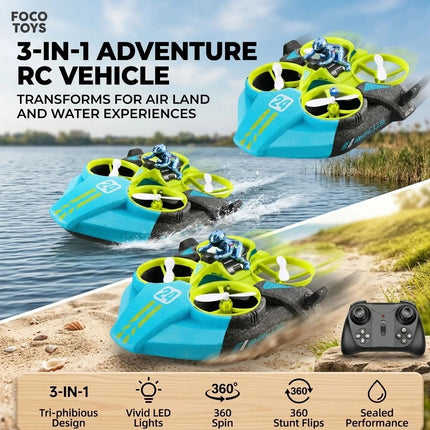 V24 RC Aircraft Water Land Air 3 In 1 Helicopter Stunt Drone Speed Racing Drift