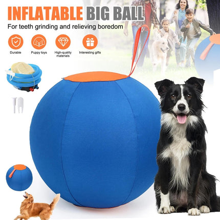 Inflatable Ball Interactive Dog Toy Pet Play Ball Dogs Herding Ball W/Air Pump