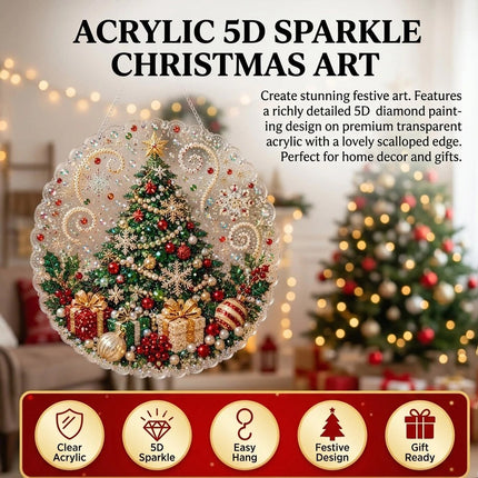 5D DIY Christmas Pearl Diamond Art Painting Hanging Pendant Ornament Kit Gift Christmas tree