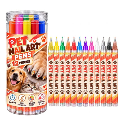 12 Colors Water Based Pet Nail Art Pens Quick Dry  Nail Pens Set
