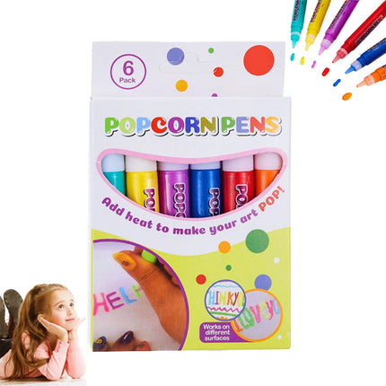 6PCS 3D Magic Popcorn Pens Puffy Paint Bubble Pen  3D Art Pens