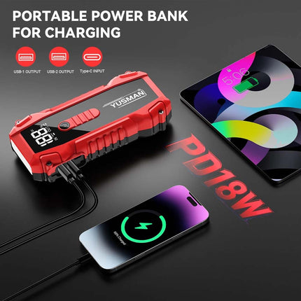 7000A Car Jump Starter Pack Power Bank LED LCD Battery High Booster Charger