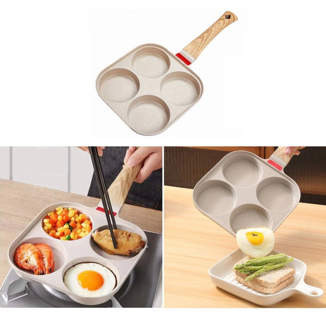 Non Stick 4 Cup Egg and Pancake Frying Pan White