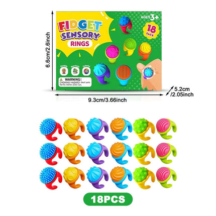 18PC Sensory Silicone Rings Spinner Fidget Toy Anxiety Stress Relief