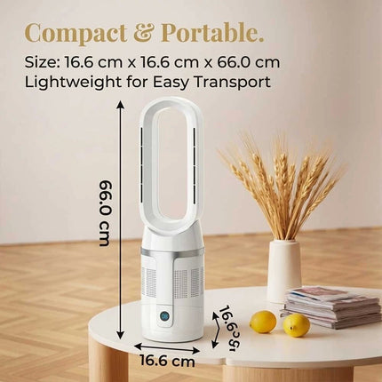White 2-in-1 Cooling & Heating Bladeless Tower Fan with Remote