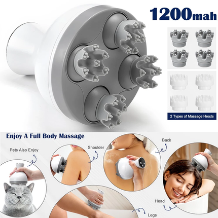 4 Heads Scalp Massager Electric Head Massage Muscle Relaxation Portable Massager