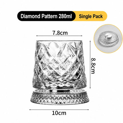 2026 New Whiskey Glasses Rotating Whisky Glass With Glass Base 360 Rotate Degree