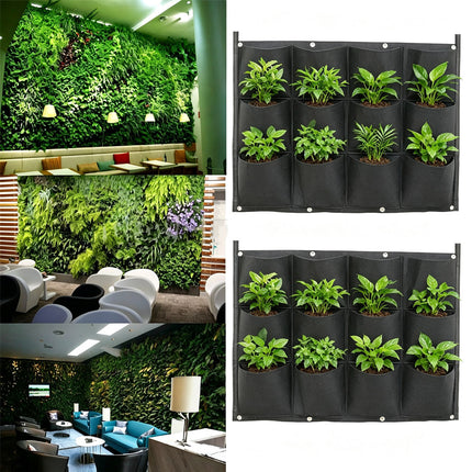 2PCS 12-Pocket Vertical Wall Planter Bags, Hanging Herb Plant Grow Bags for Home Decor