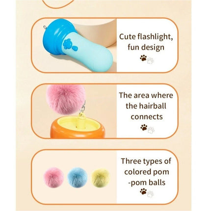 1Pcs Flashlight Shape Pom-Pom Ball Toy Automatic Cat Catching Device Gift