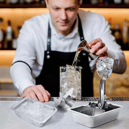 Stainless Steel Ice Cube Tray 6 Slot Removable Ice Cube Maker with Handle
