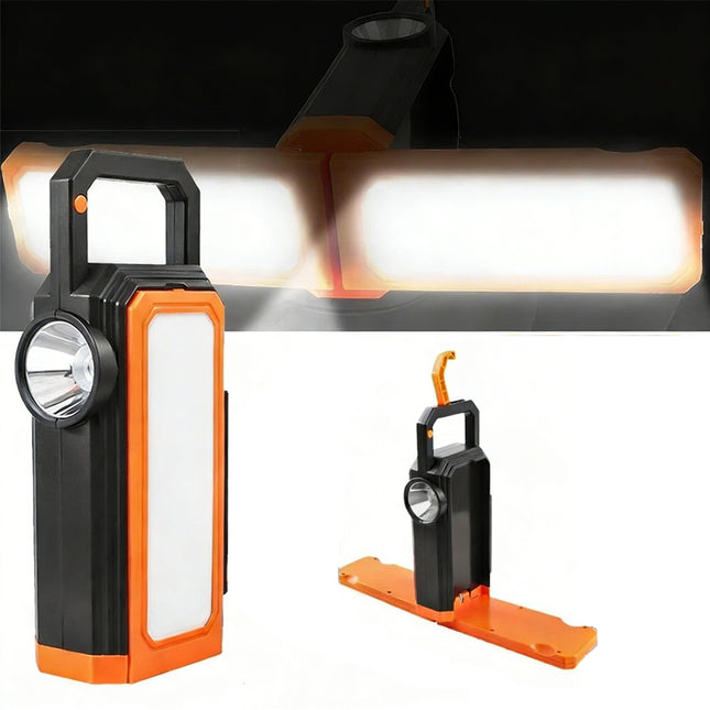 Portable LED Work Light Solar Rechargeable Torch Lamp with Hook 6 Lights Modes
