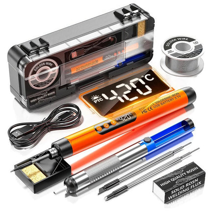 Cordless Soldering Iron Kit Usb Rechargeable Digital Display 5-speed Temperature