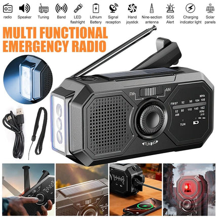 Portable Emergency Wind Up Solar Hand Crank Radio FM / AM Dynamo Power Bank