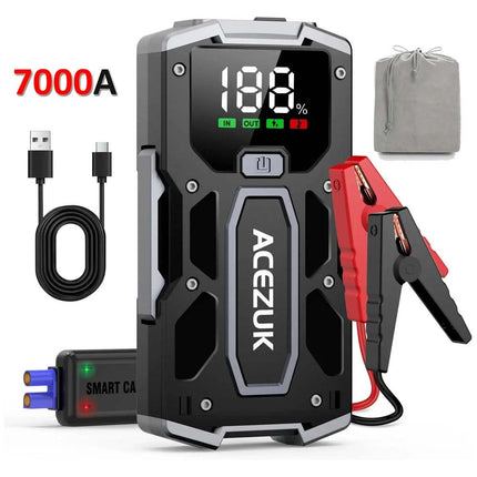 7000A Car Jump Starter Power Bank Pack Battery Booster Fast Charger Smart Cable