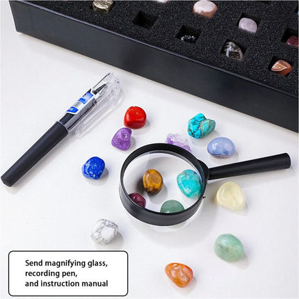 Geology Kit 43PCS Rocks Polished Crystal Stone Collection Box Christmas Gift