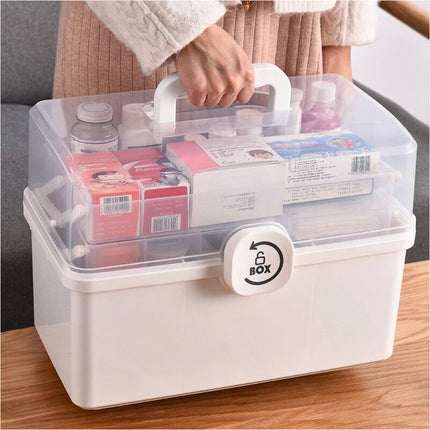 3Layer White Portable First Aid Kit Emergency Medical Storage Box Medicine Organizer