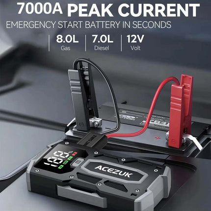 7000A Car Jump Starter Power Bank Pack Battery Booster Fast Charger Smart Cable