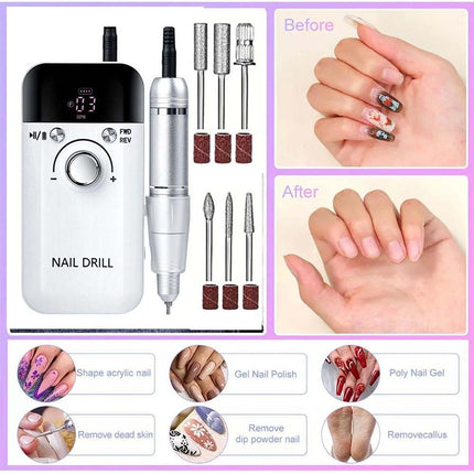 45000RPM Rechargeable Portable Nail Drill File Machine Manicure Pedicure Art