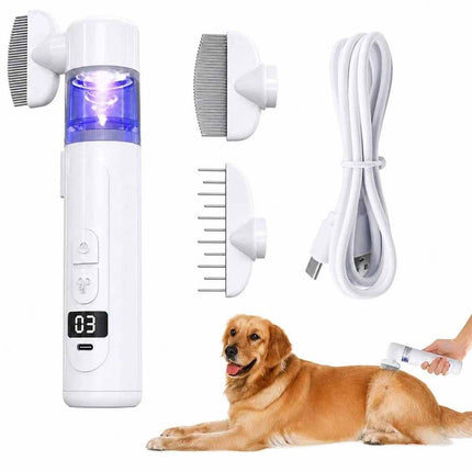 2-in-1 Electric Pet Grooming Brush & Flea Comb, Rechargeable Detangling Brush