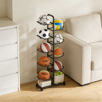 Ball  Rack Basketball Holder Garage Sports Organizer 9-Ball Display Stand