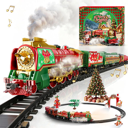 Christmas Electric Train Toy Mini Set Xmas Tree Train Track Rail Car Gifts