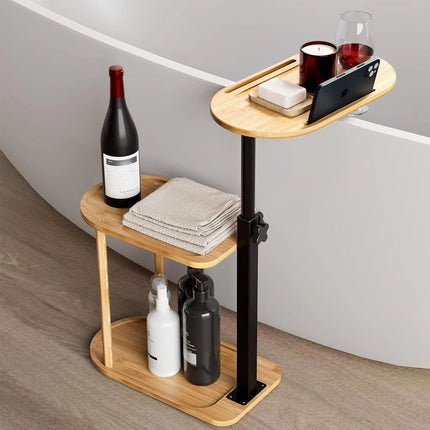 Bamboo Shower Shelf Bathroom Rack Storage Organiser Caddy 3 Tier 360° Rotating