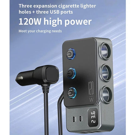 Car Charger Adapter 120W Cigarette Lighter Splitter 8 in 1 QC PD for Car Vehicle