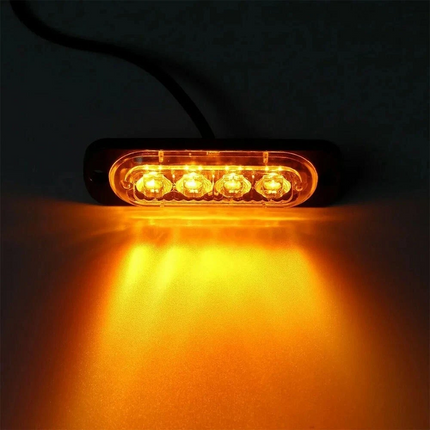10x Amber 4 LED Car Truck Emergency Beacon Warning Hazard Flashing Strobe Light