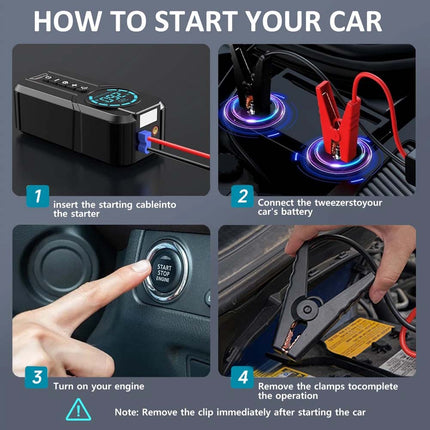 8000A Car Jump Starter with Air Compressor Portable Car Battery Booster with LED