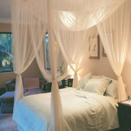 Portable Camping 4-Corner Post Bed Canopy Mosquito Net Indoor Outdoor Insect Net