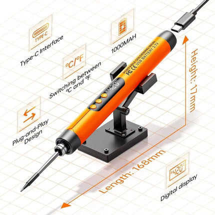 Cordless Soldering Iron Kit Usb Rechargeable Digital Display 5-speed Temperature