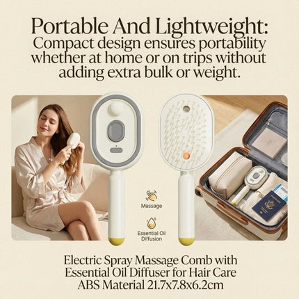 Beige Electric Scalp Massage Comb Red Light Hair Care Brush Rechargeable Head Massager