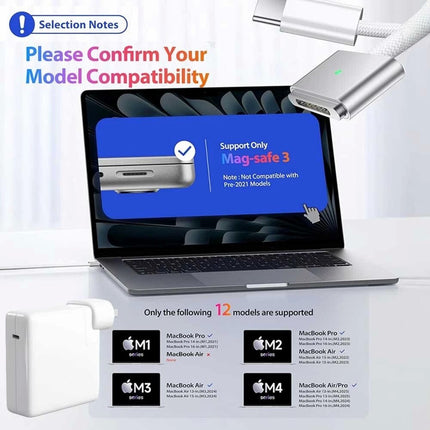140W USB-C to MagSafe 3 Cable 2m  Silver Charger & Cable Type C Charging MacBook Pro Air M2 M3 M4