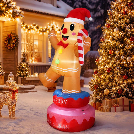 Inflatable Christmas Rotating Gingerman W/ LED Lights 1.86M Xmas Decor Outdoor