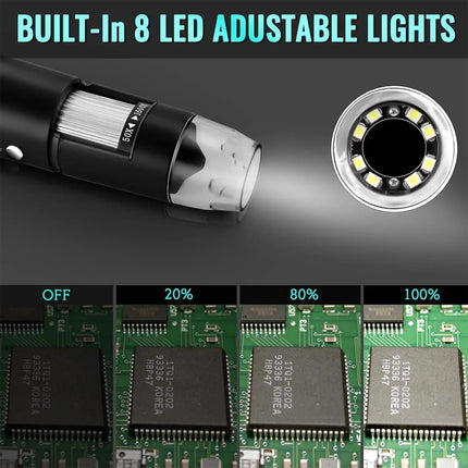 USB Digital Microscope 1600X Magnifying Tool 8 LED Light for Multi System