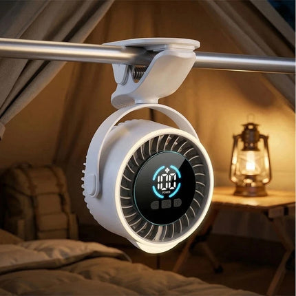 3‑in‑1 USB Desk Fan 100 Speeds Digital Display 720° Rotation With LED Light