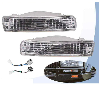 1 Pair Front Turn Indicators Bumper Light For Toyota Land Cruiser HZJ80 Series