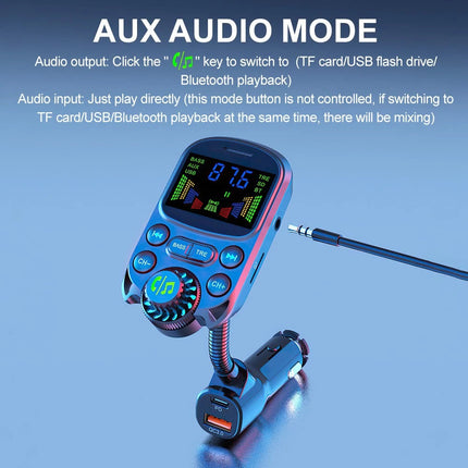 Wireless Car Bluetooth FM Transmitter MP3 Player PD USB Fast Car Charger Adapter