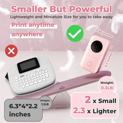 D30 Bluetooth Label Maker Machine Portable Sticker Barcode Thermal Label Printer   (Rosa Drucker+ 1 Rollenpapier)