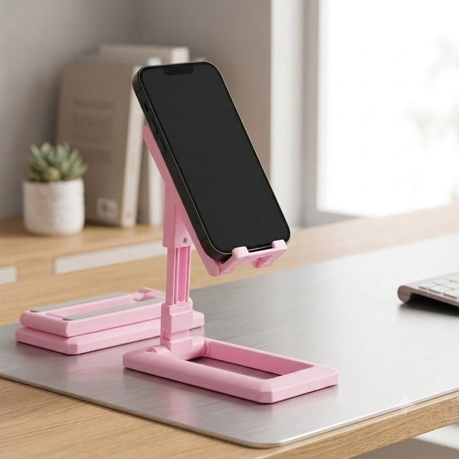 Pink Foldable Adjustable Universal Desk Stand Holder For Mobile Phone Tablet Portable