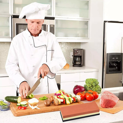 Dual Whetstone Cutter Sharpening Stone Grinding Knife Waterstone Kitchen Wet