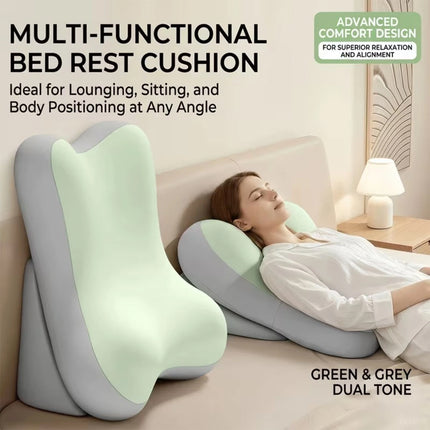 2PCS/Set Bed Wedge Pillow Cushion Neck Back Bed Sleep Support Backrest Headrest   (GreenGrey)