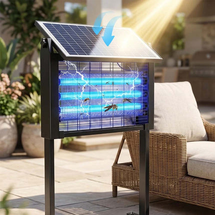 4500V Solar Bug Zapper Waterproof Mosquito Zapper Outdoor Solar &Battery Powered