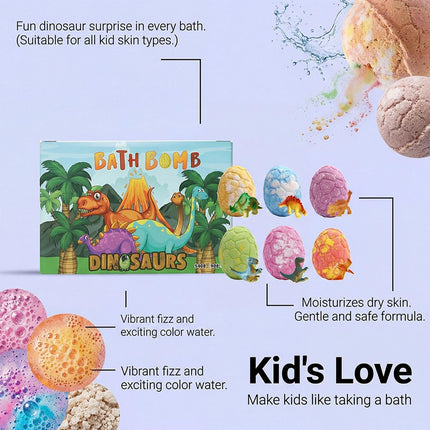 6Pcs Dinosaur Egg Bath Bombs For With Surprise Toys Inside Bath Salt Ball