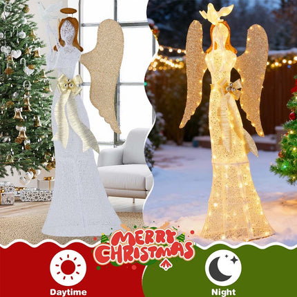 3D Lighted Angel Christmas Xmas Decoration 165cm Halo Angel w/ Pigeon&LED Lights